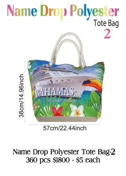 Name Drop Polyester Tote Bag-2 360 Pcs.